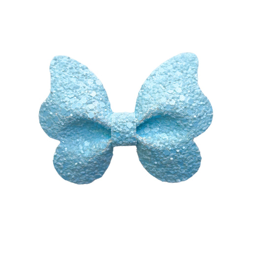 Matte Blue Glitter Butterfly Bow