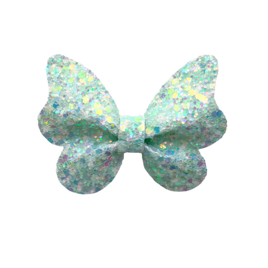 Mint Frosted Glitter Butterfly Bow