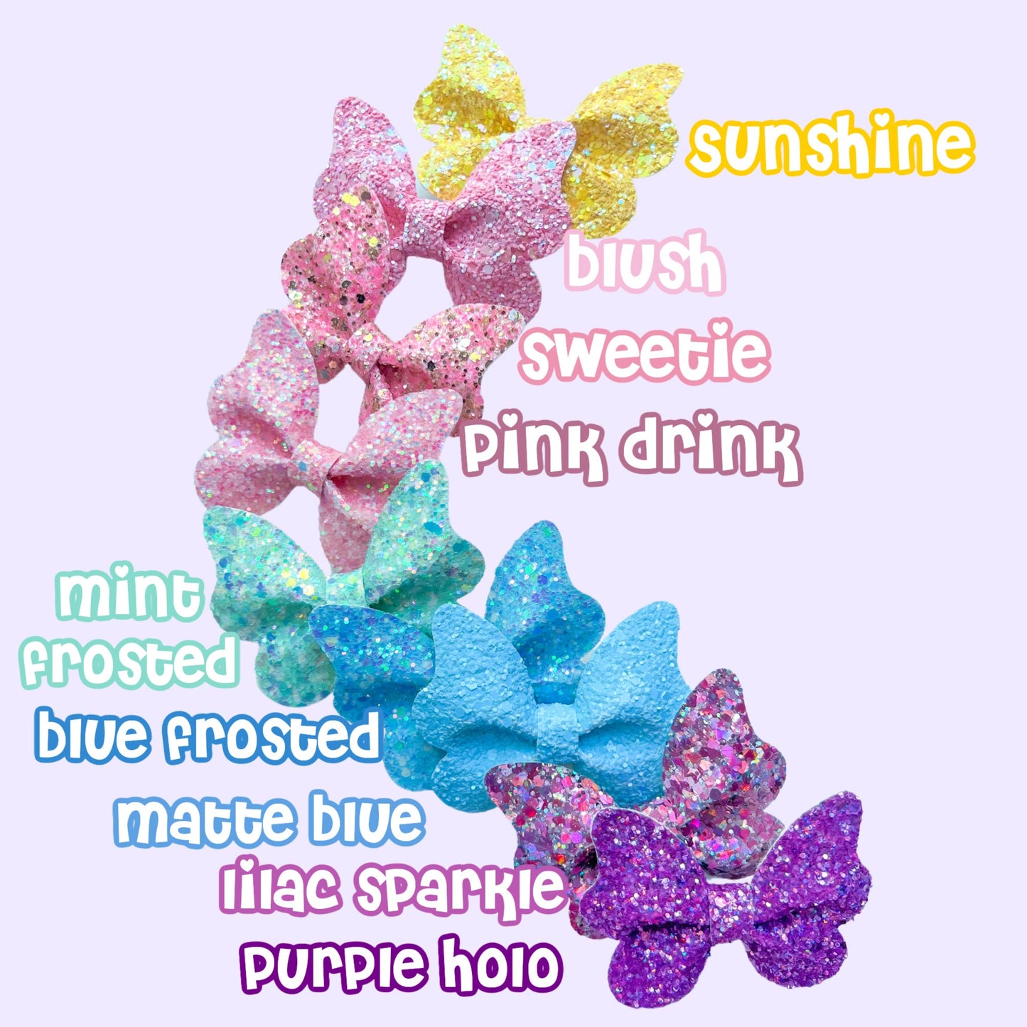 Light Purple Holo Glitter Butterfly Bow