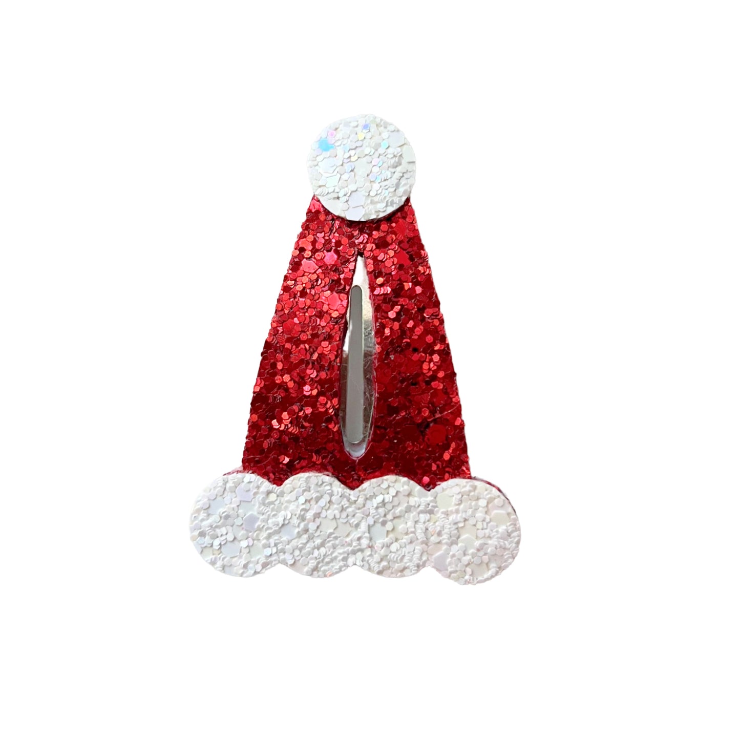 Glitter Santa's Hat Snap Clip