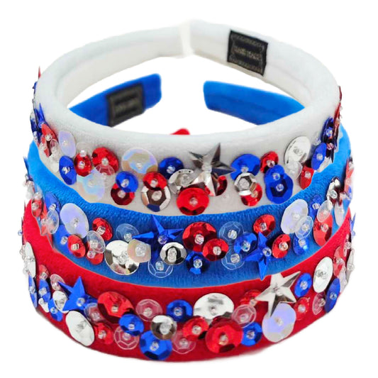 Red, White, Or Blue Sequins Headbands