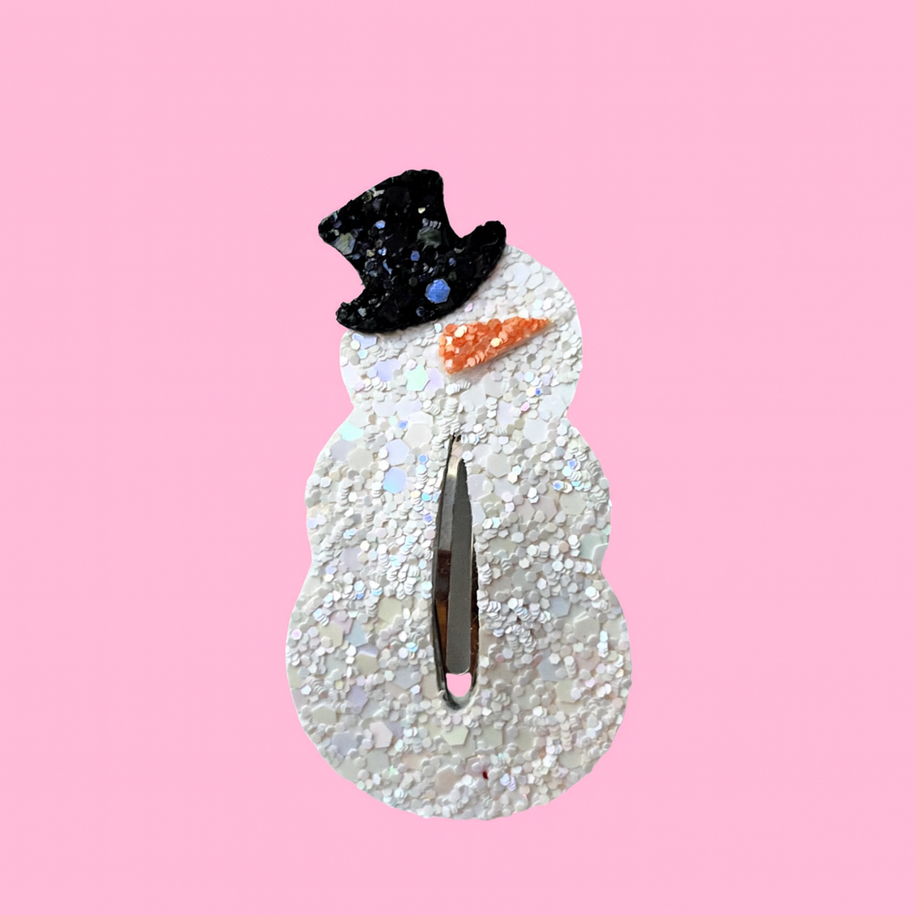 Glitter Snowman Snap Clip