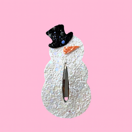 Glitter Snowman Snap Clip