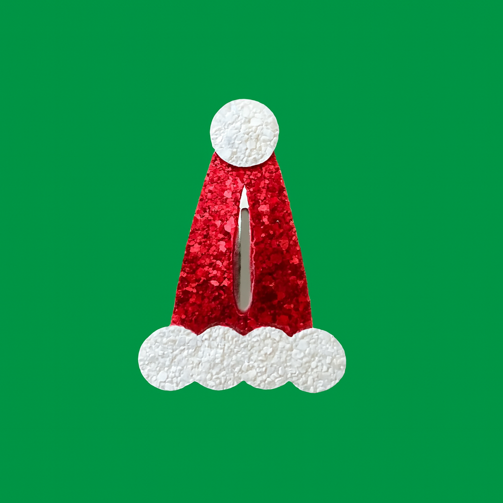 Glitter Santa's Hat Snap Clip