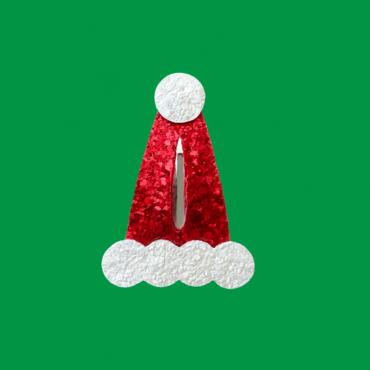 Glitter Santa's Hat Snap Clip
