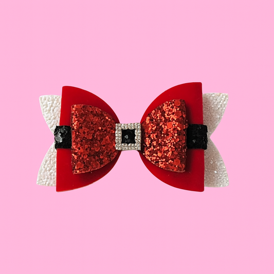 Santa's Belt Glitter Bow