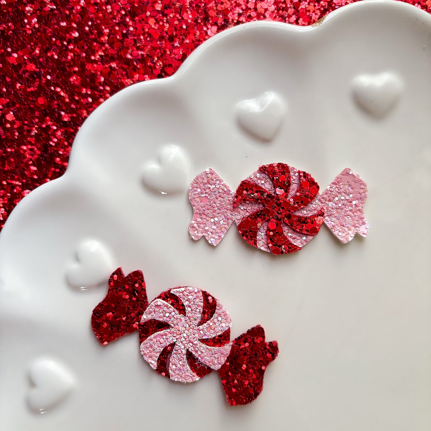 Red & Pink Peppermint Candy Hair Bows