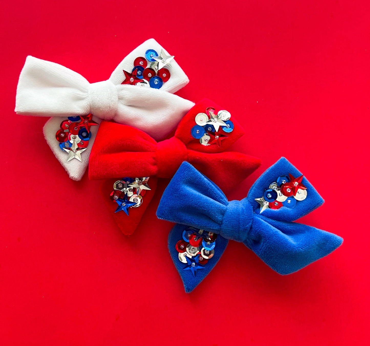 Blue Velvet Sequins Bow