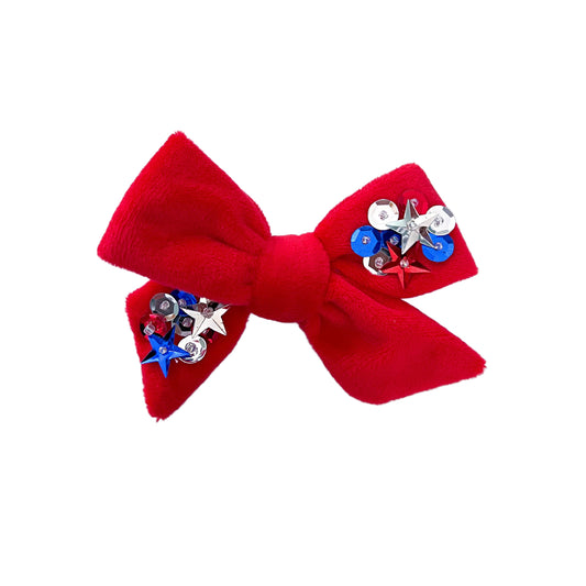 Red Velvet Sequins Bow