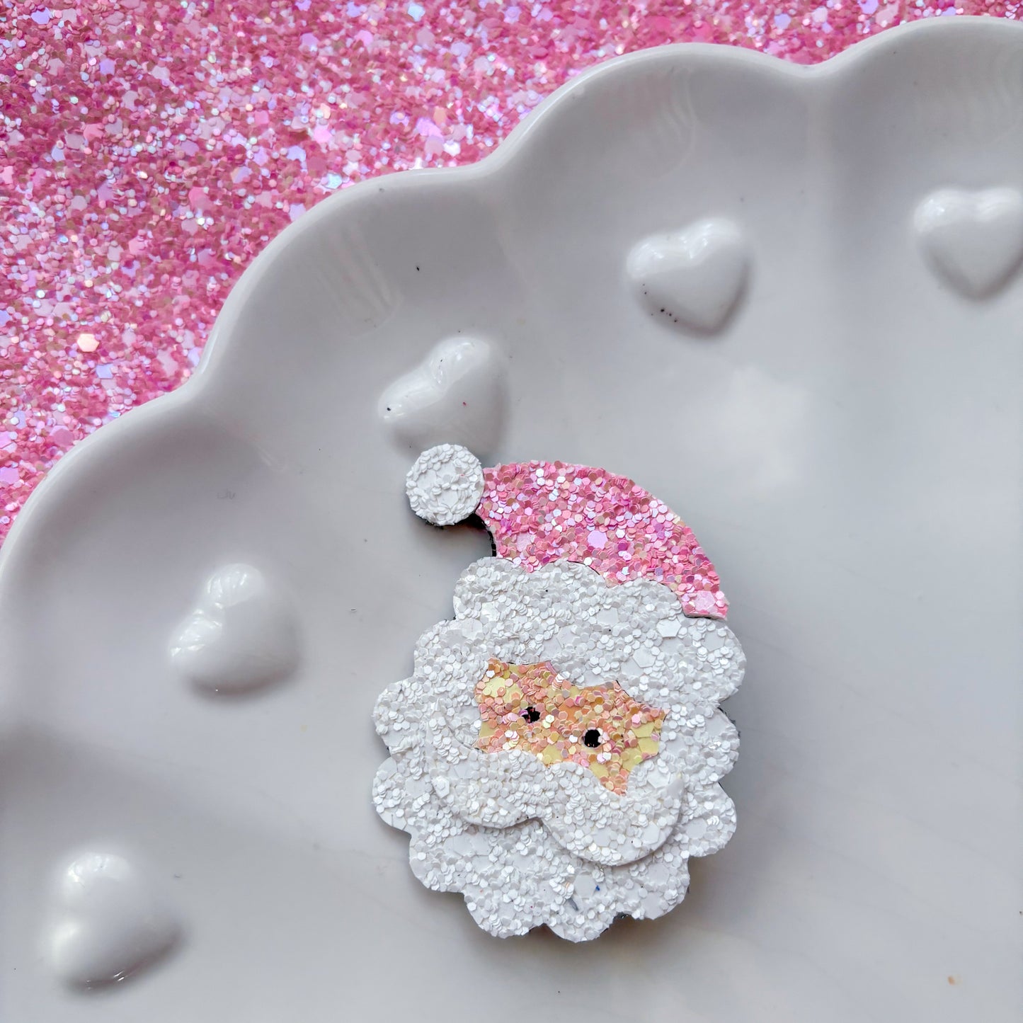 Glitter Santa Bow W Pink Hat
