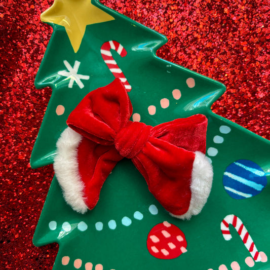 Red Santa Velvet Bow