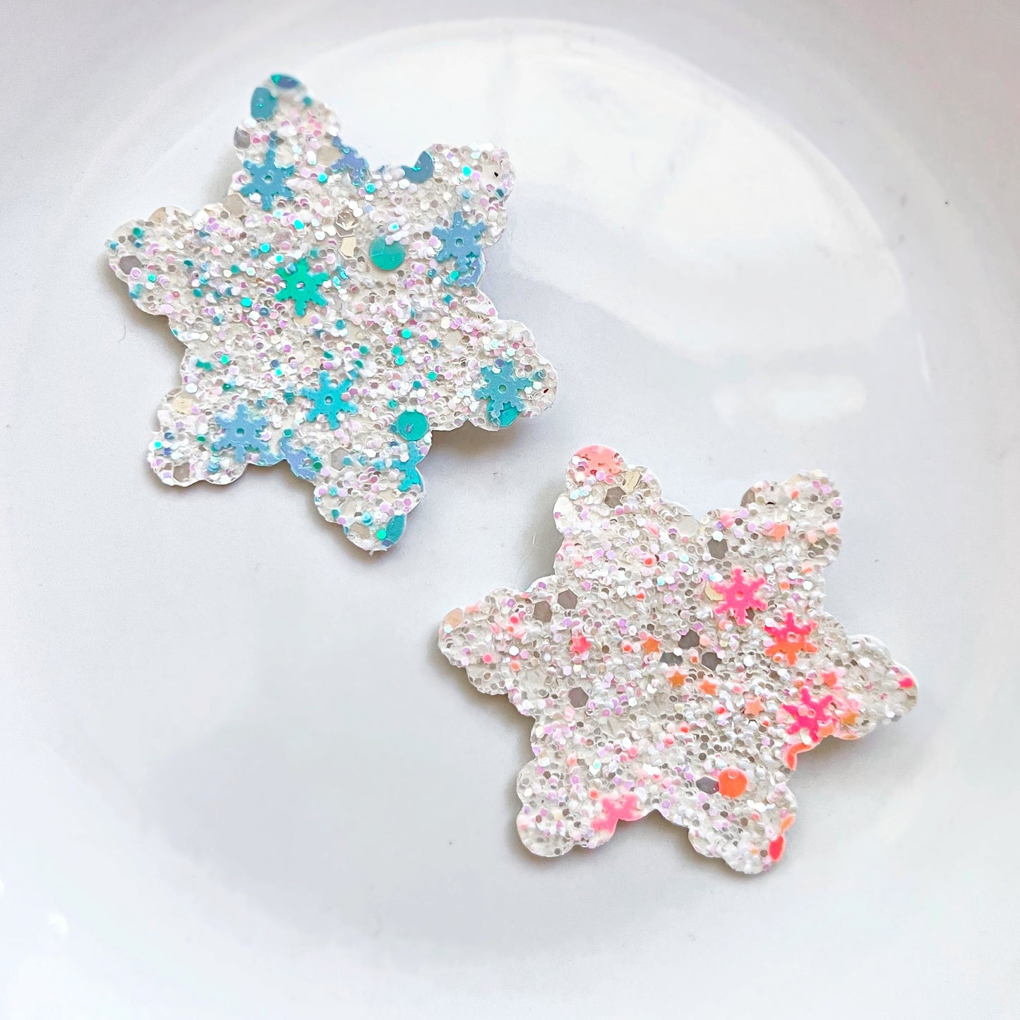 Pink Or Blue Snowflake Hair Bow