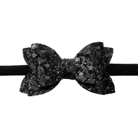 Midnight Glitter Baby Bow - 2.5 Inch Sparkling New Baby 
