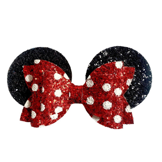Red Mouse Ears Bow Sparkling New Baby 